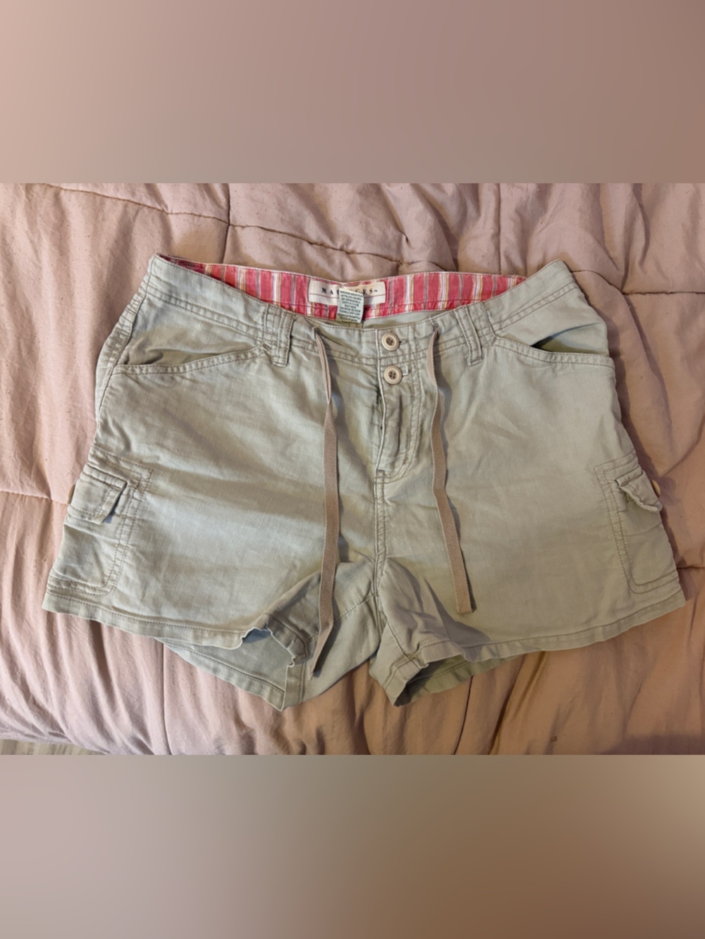 Maurices Light Gray Drawstring Cargo Shorts